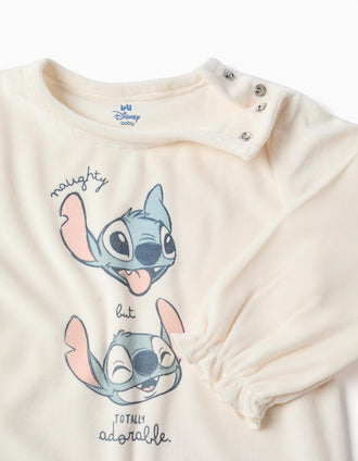 Pijama de terciopelo con Stitch para recién nacida y bebé, beige/rosa