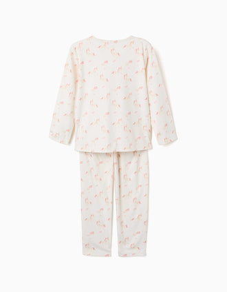 Pyjama en velours à motif licorne et étoile pour fille, blanc/rose