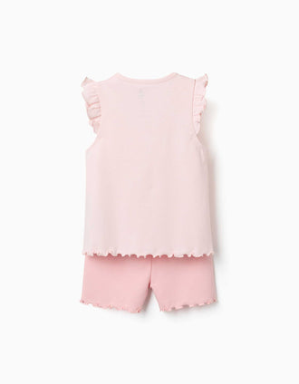 Pijama curto com Minnie & Figaro para recém-nascida e bebé, rosa