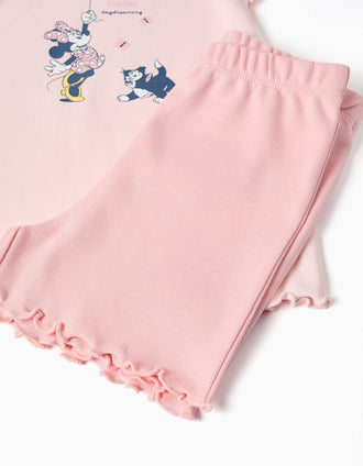 Pijama curto com Minnie & Figaro para recém-nascida e bebé, rosa