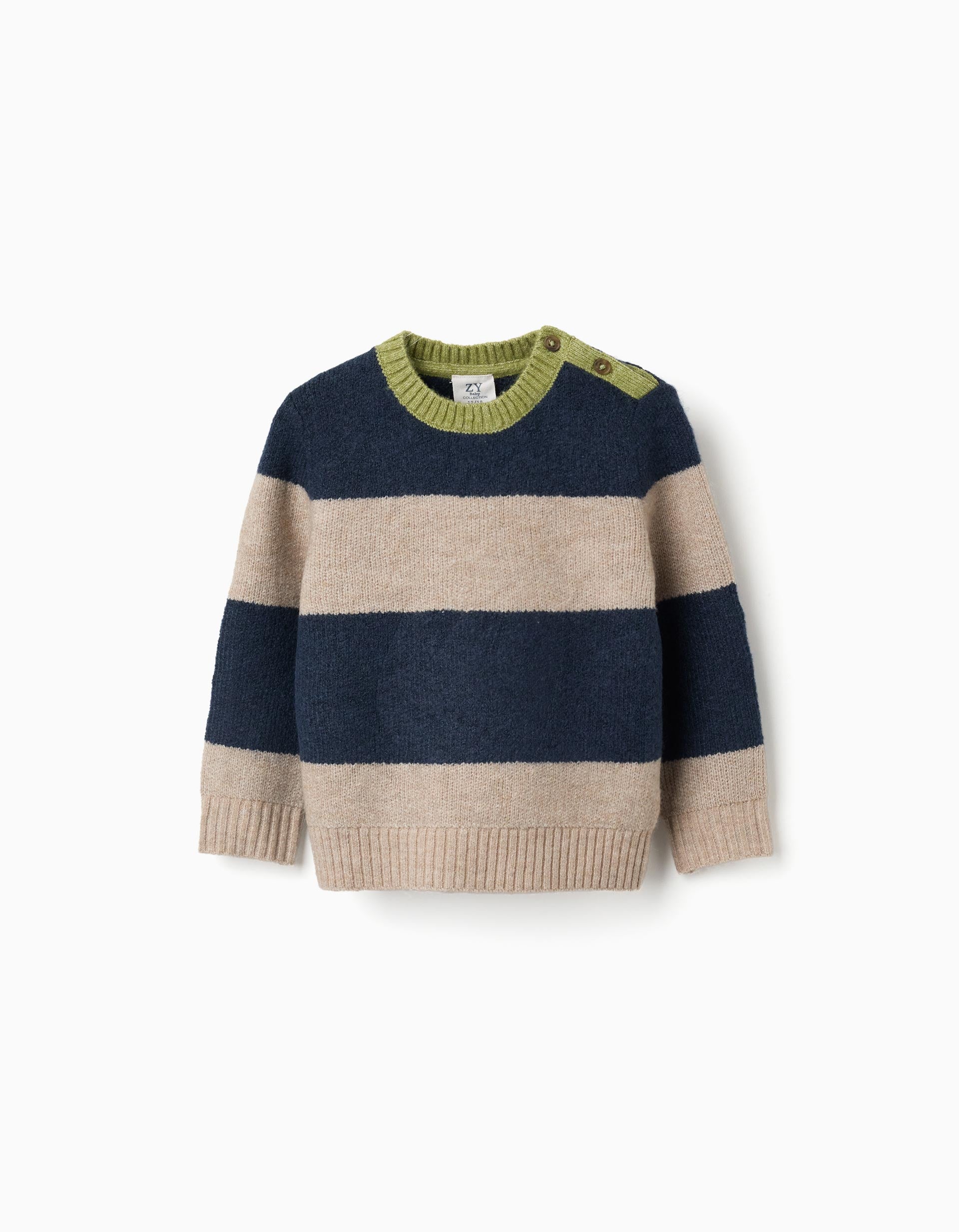 Camisola de malha às riscas para bebé menino, azul-marinho/beige/verde