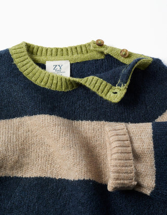 Camisola de malha às riscas para bebé menino, azul-marinho/beige/verde