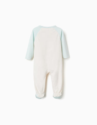 Pijama pelele de terciopelo unicornio para recién nacida y bebé, blanco/azul