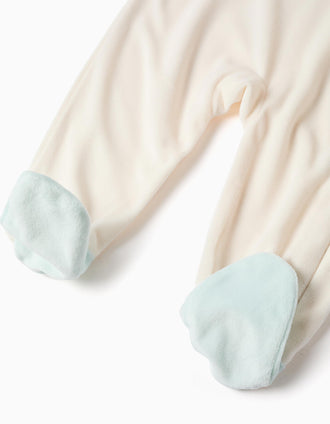 Pijama pelele de terciopelo unicornio para recién nacida y bebé, blanco/azul