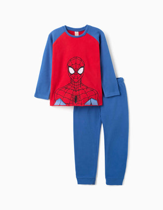 Pijama polar com bordado do Spider-Man para menino, azul/vermelho