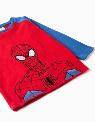 Pijama polar com bordado do Spider-Man para menino, azul/vermelho