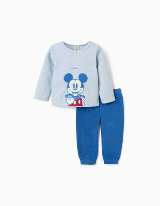 Pyjama en polaire avec broderie Mickey pour nouveau-né et bébé, bleu