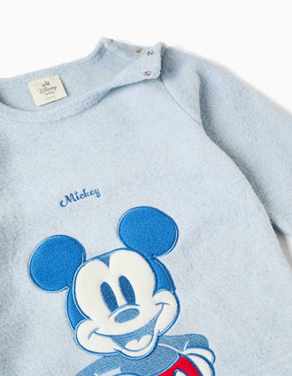 Pyjama en polaire avec broderie Mickey pour nouveau-né et bébé, bleu