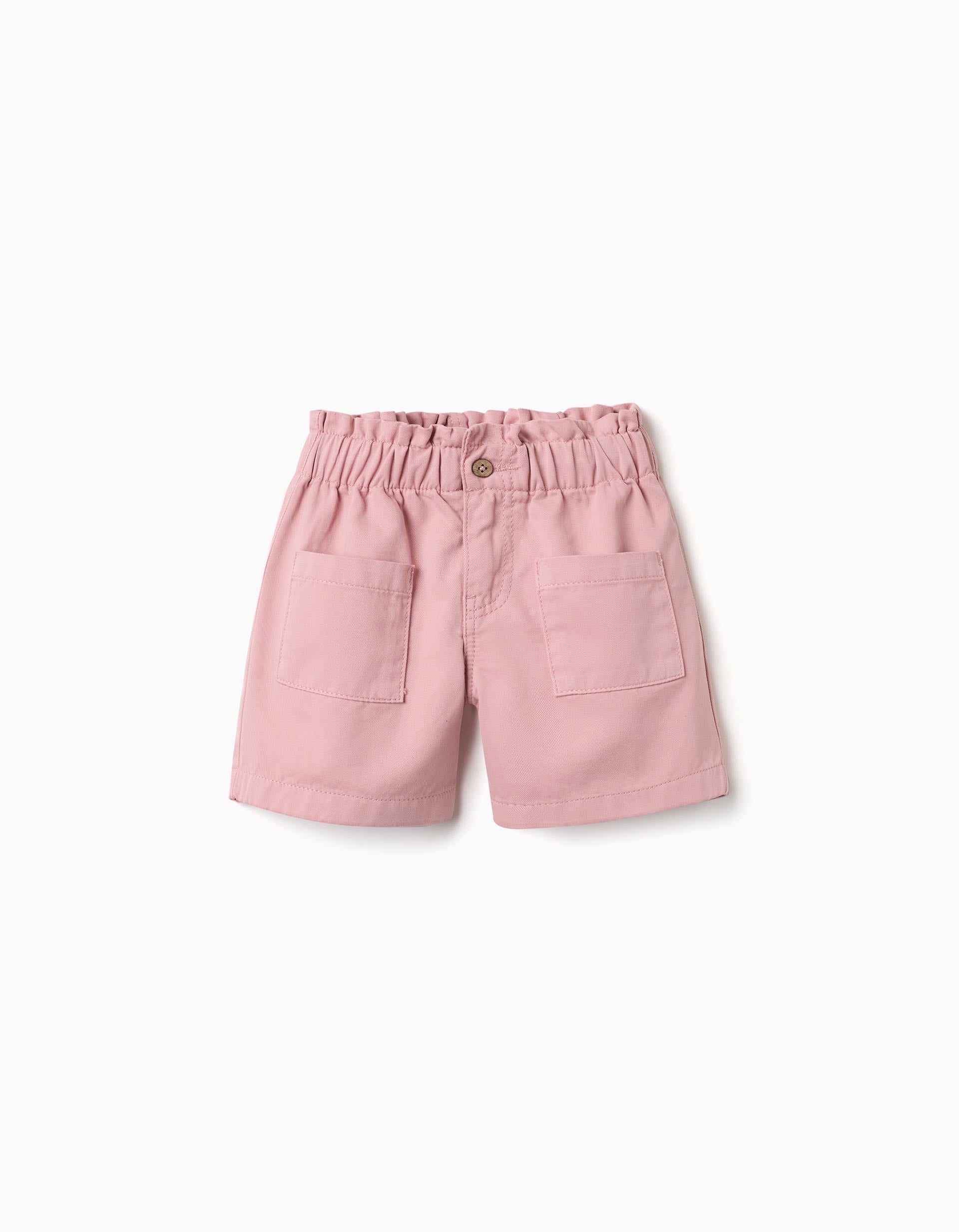 Short en sergé avec poches à l'avant pour fille, rose