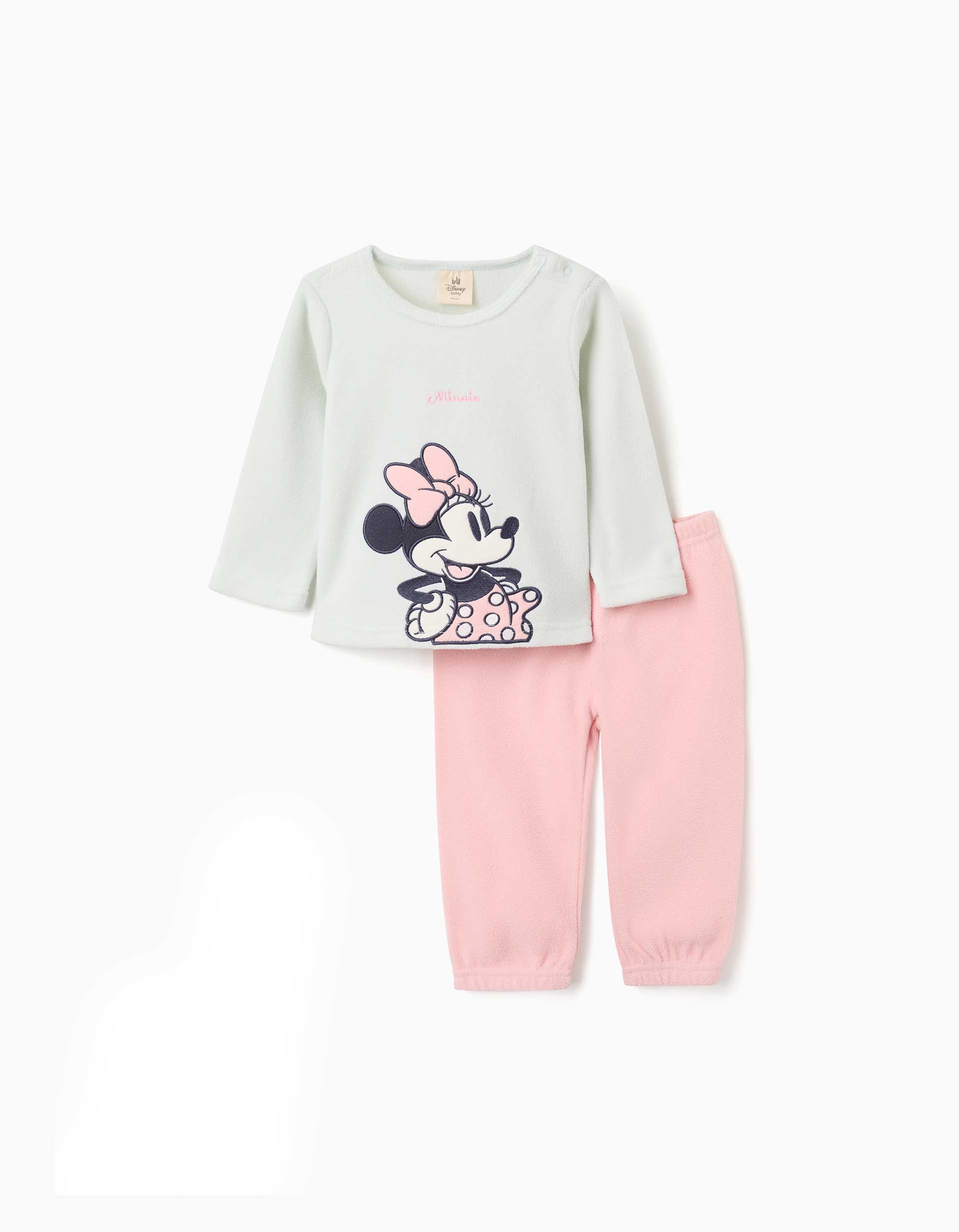 Pijama de felpa polar con Minnie para recién nacida y bebé, verde/rosa