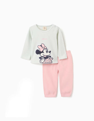 Pijama de felpa polar con Minnie para recién nacida y bebé, verde/rosa