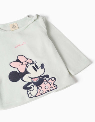 Pijama de felpa polar con Minnie para recién nacida y bebé, verde/rosa