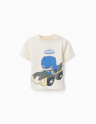T-shirt en coton avec imprimé Batman pour bébé et garçon, beige clair