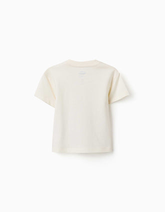 T-shirt en coton avec imprimé Batman pour bébé et garçon, beige clair