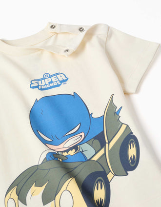 T-shirt en coton avec imprimé Batman pour bébé et garçon, beige clair