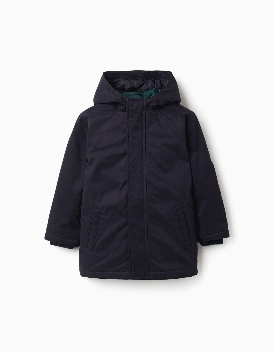 Parka acolchada 3 en 1 con capucha para niño, azul marino/verde oscuro