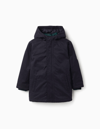 Parka acolchada 3 en 1 con capucha para niño, azul marino/verde oscuro