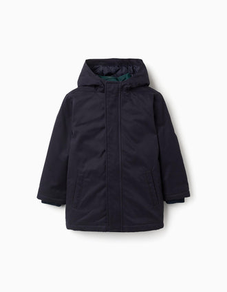 Parka acolchada 3 en 1 con capucha para niño, azul marino/verde oscuro
