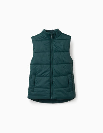 Parka acolchada 3 en 1 con capucha para niño, azul marino/verde oscuro