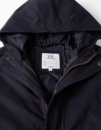 Parka acolchada 3 en 1 con capucha para niño, azul marino/verde oscuro
