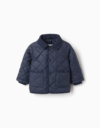 Veste matelassée avec capuche amovible pour bebé, bleu marine