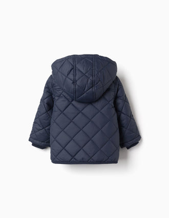 Veste matelassée avec capuche amovible pour bebé, bleu marine