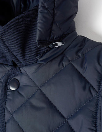 Veste matelassée avec capuche amovible pour bebé, bleu marine