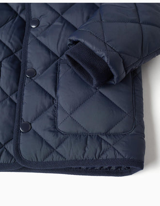 Veste matelassée avec capuche amovible pour bebé, bleu marine