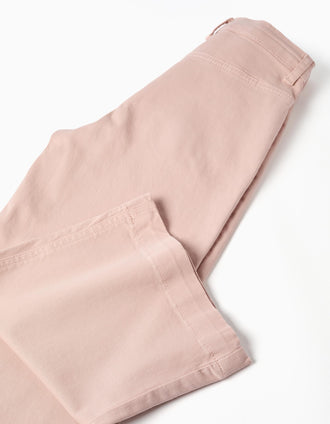 Calças wide leg  de sarja com bolsos frontais para menina, rosa-claro