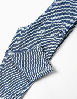 Jardineiras de ganga às riscas com bolsos para bebé, azul/branco