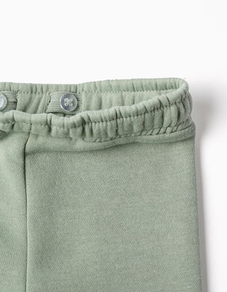 Brushed jogging set with heart print for baby girls, white/light green