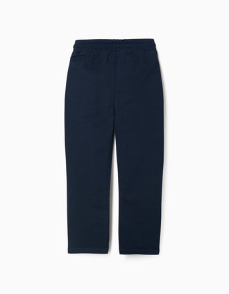 Pantalón de sarga recto con cordón para niño, azul marino