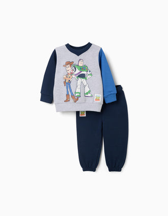 Ensemble de jogging en coton avec Toy Story pour bébé et garçon, bleu/gris