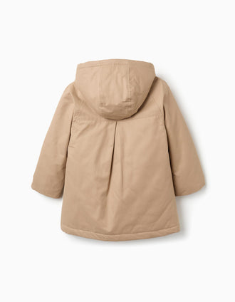 Parka 3-em-1 acolchoada com capuz para menina, bege/branco