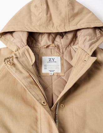 Parka 3-em-1 acolchoada com capuz para menina, bege/branco