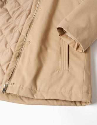 Parka 3-em-1 acolchoada com capuz para menina, bege/branco