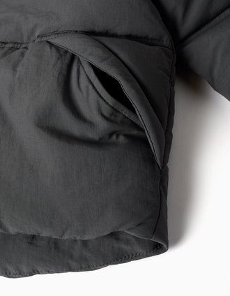 Hooded puffer jacket with polar fleece lining for girls, dark grey