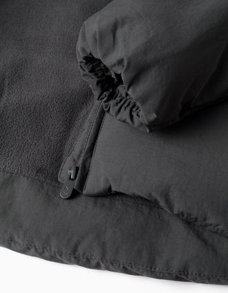 Hooded puffer jacket with polar fleece lining for girls, dark grey
