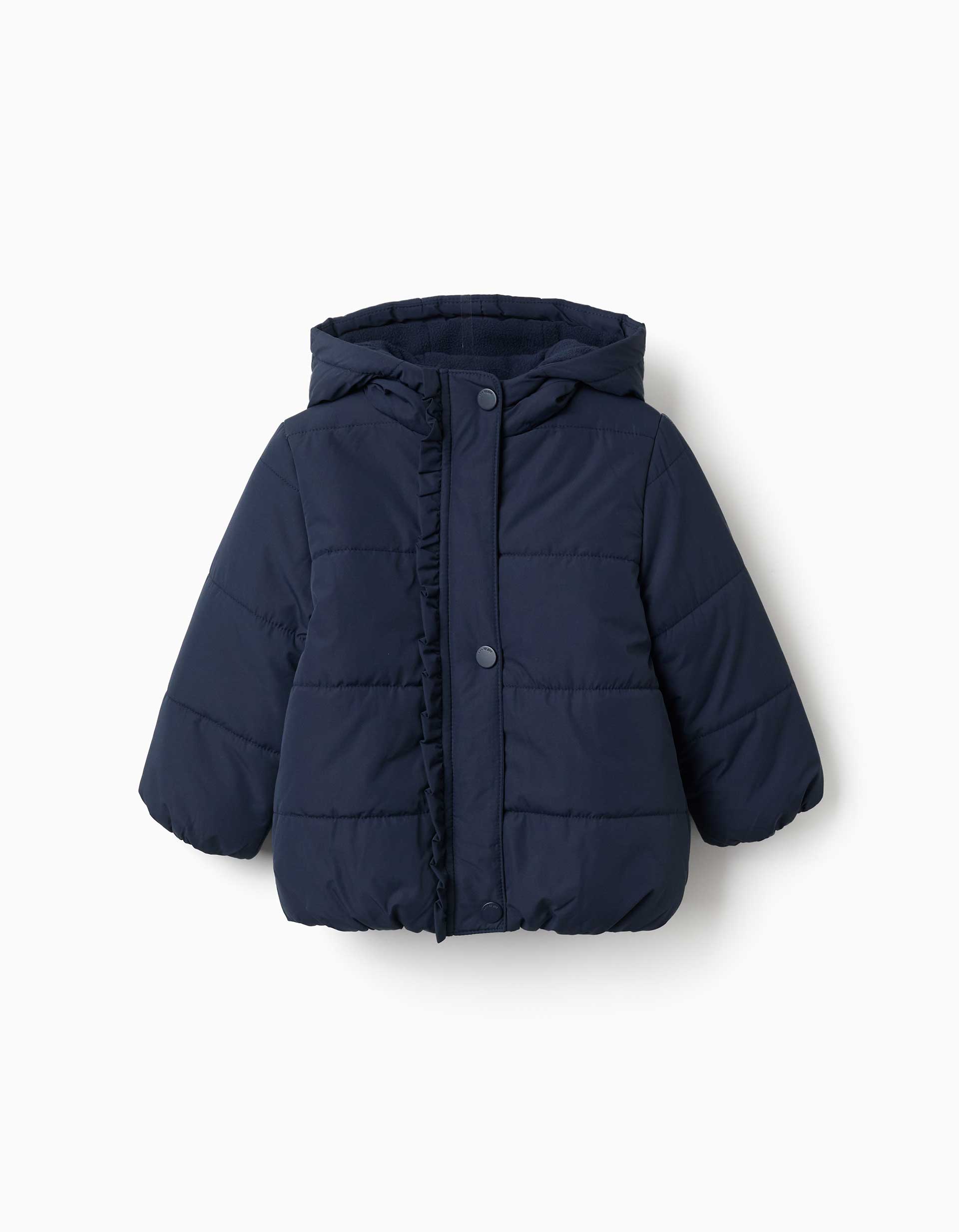 Doudoune à capuche et doublure en polaire pour bébé fille, bleu marine
