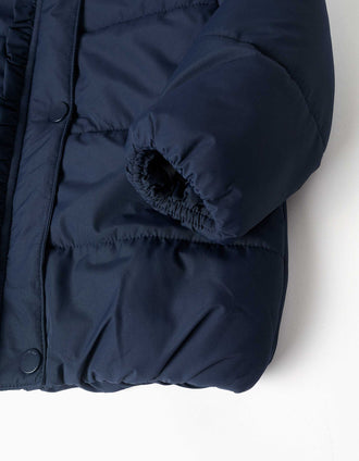 Doudoune à capuche et doublure en polaire pour bébé fille, bleu marine