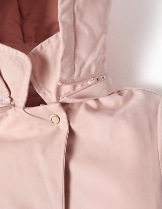Parka acolchoada com capuz amovível e bolsos para menina, rosa-claro