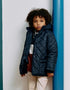 Veste matelassée avec capuche amovible pour enfant, bleu marine