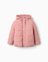 Chaqueta acolchada con capucha y forro polar para niña, rosa