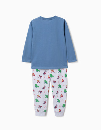 Pyjama en coton à manches longues Marvel pour garçon, bleu/gris