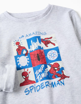Pijama comprido Spider-Man que brilha no escuro para menino, cinza/azul