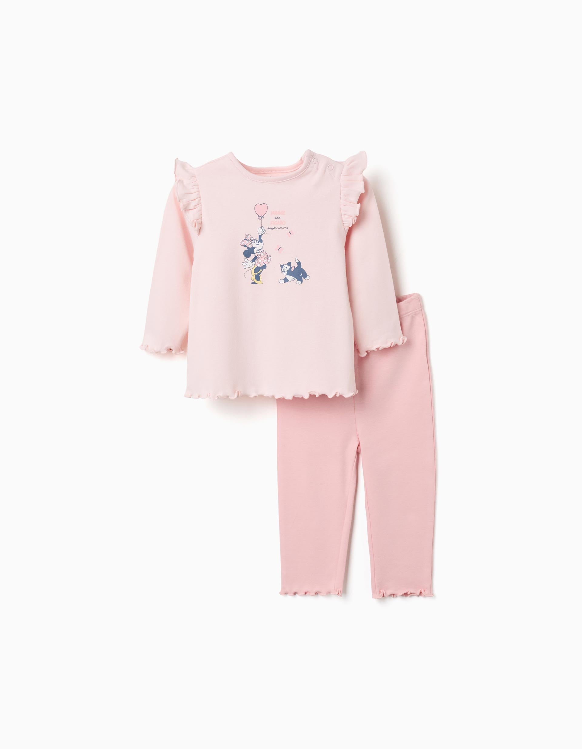 Pijama de algodão Minnie & Figaro para recém-nascida e bebé, rosa
