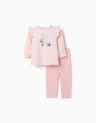 Pijama de algodão Minnie & Figaro para recém-nascida e bebé, rosa