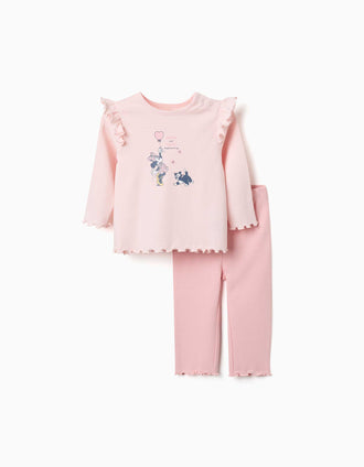 Pijama de algodão Minnie & Figaro para recém-nascida e bebé, rosa