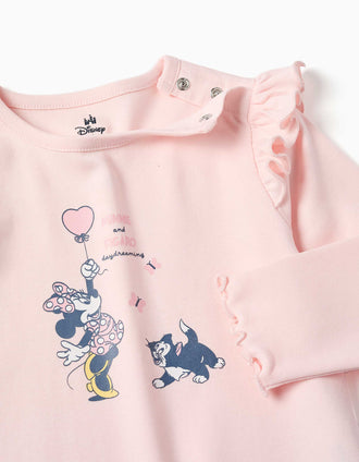 Pijama de algodão Minnie & Figaro para recém-nascida e bebé, rosa