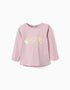 Camiseta de manga larga de algodón con corazones para bebé niña, lila